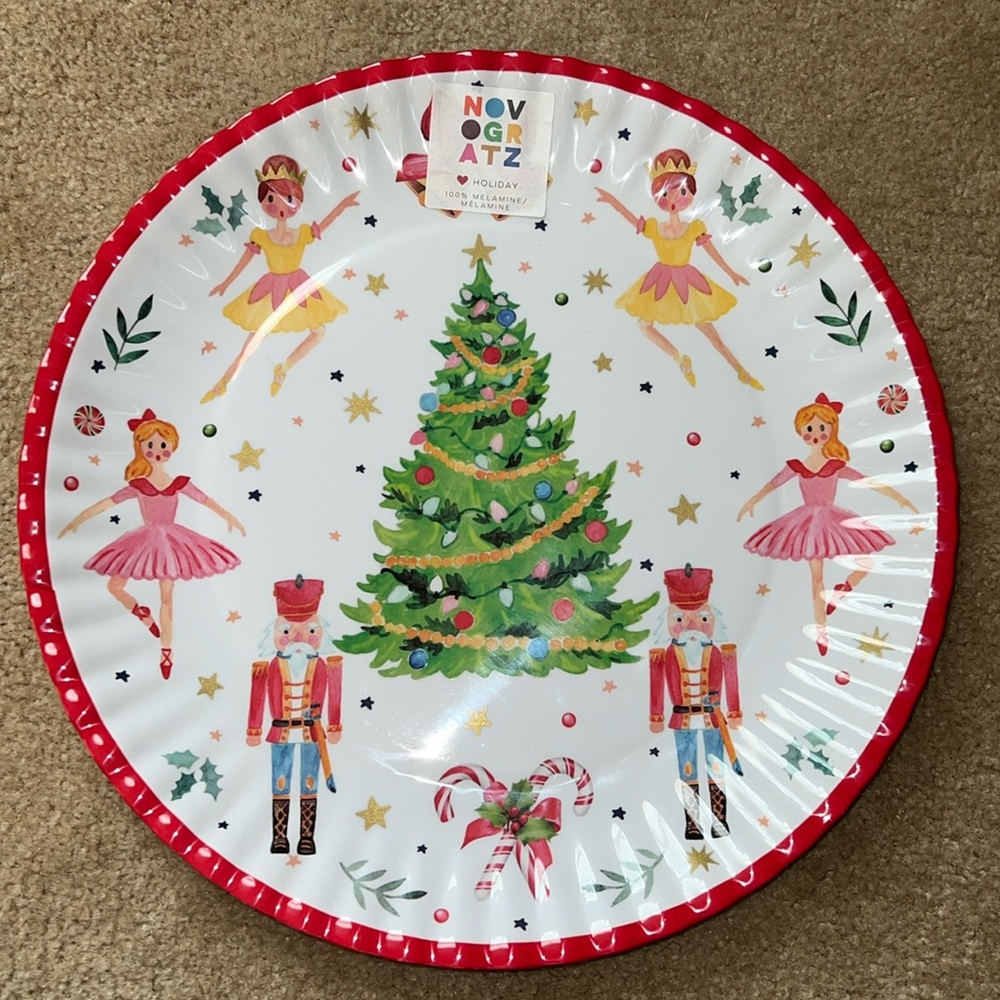 New NOVOGRATZ MELAMINE HOLIDAY SERVING TRAY NUTCRACKER BALLET